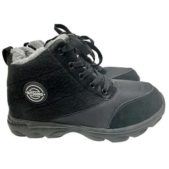 NEW Weweya Women's 9 Black‎ With Grey Fur Lined Boots Anti-Slip Ankle Snow Boots - Picture 5 of 10